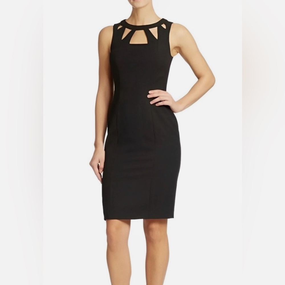 Eliza J Black Cutout Neckline Mini Dress